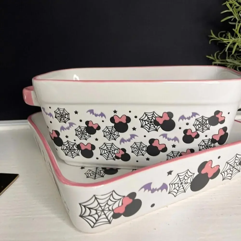 Disney Minnie Mouse Halloween Ceramic Bakeware Set NWT